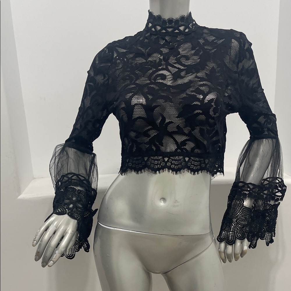 Monaco Black Lace Blouse - Picture 5 of 10